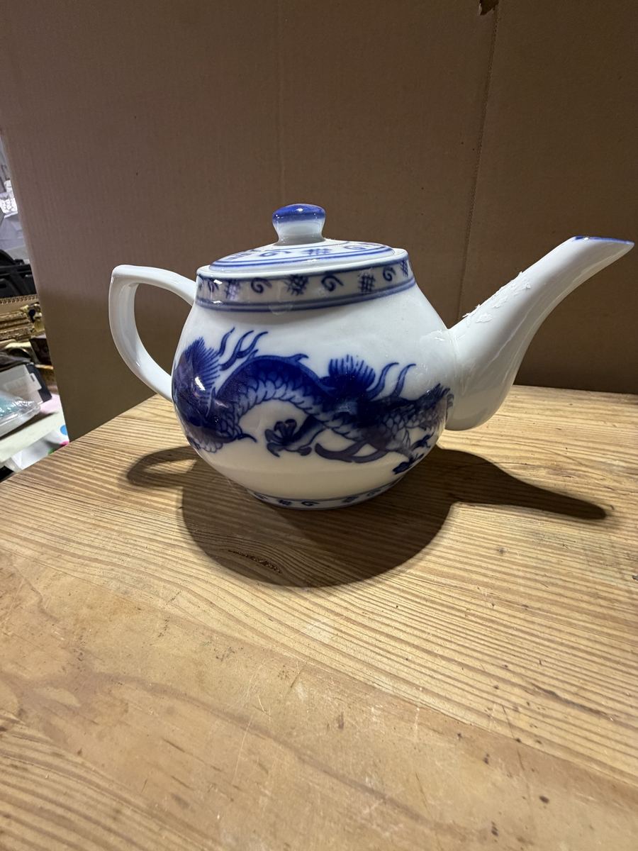Blue Moon Blue and White Dragon Teapot