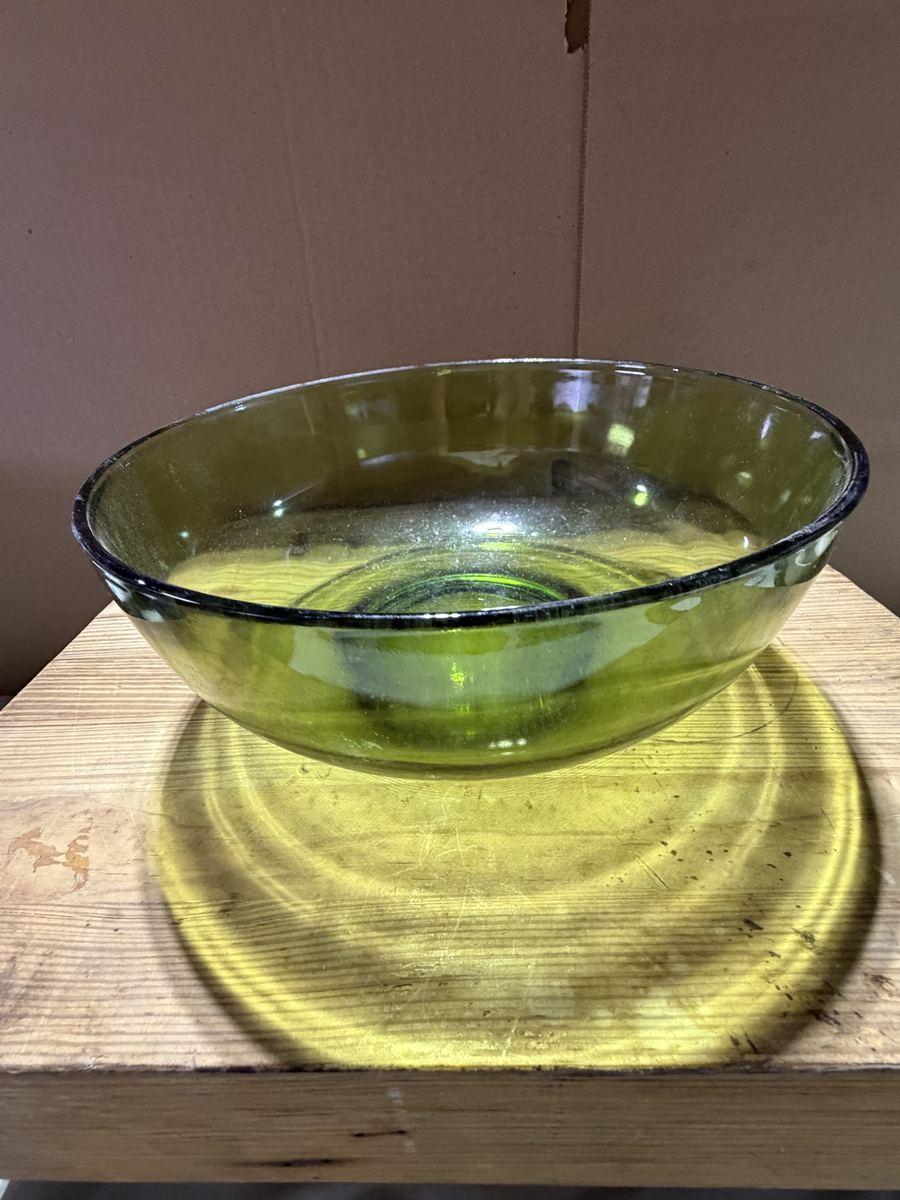 Avocado Green Glass Serving Bowl