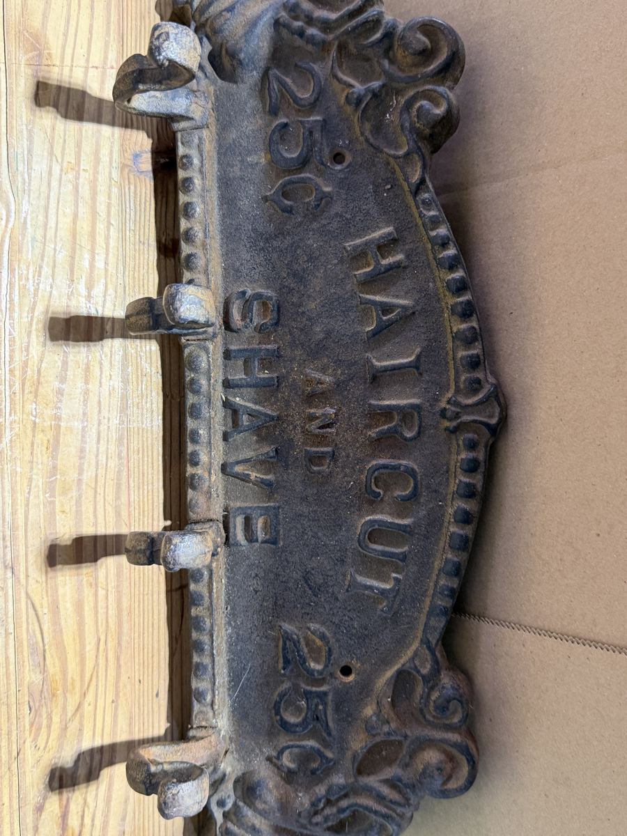 Haircut and Shave 25¢ Cast Iron Rack