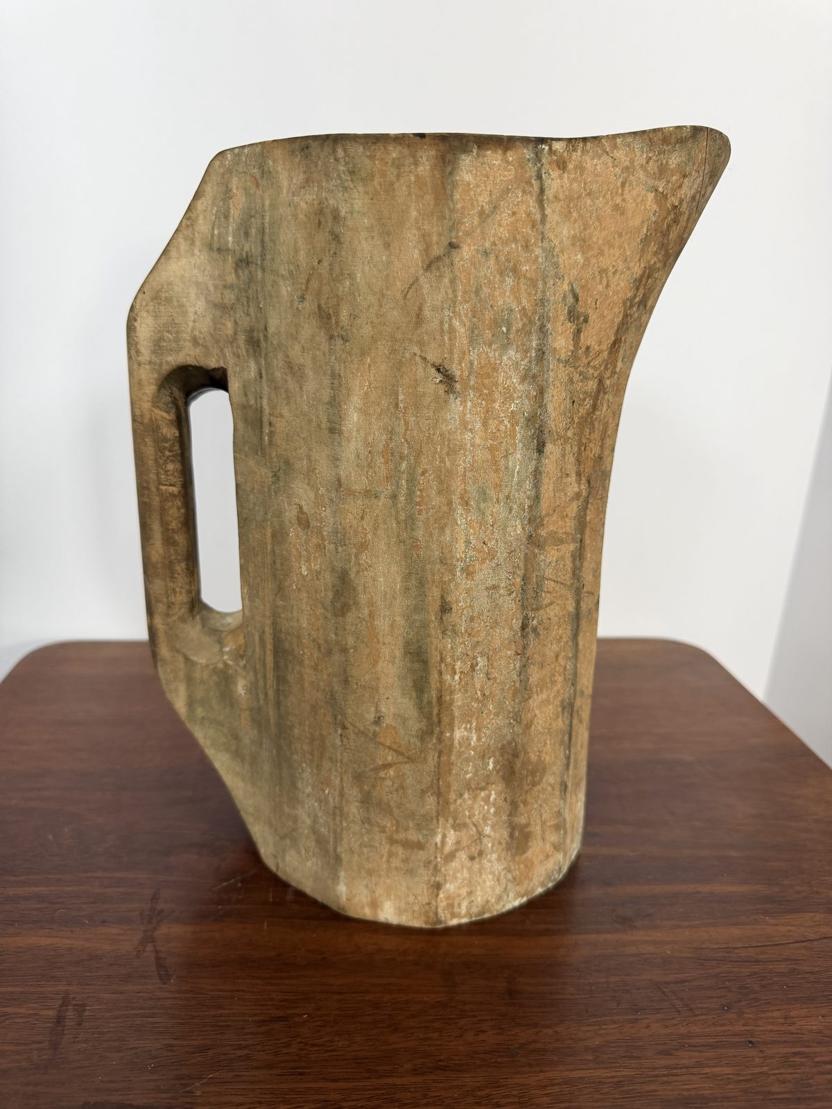 Antique Primitive Hand-Carved Wooden Pitcher