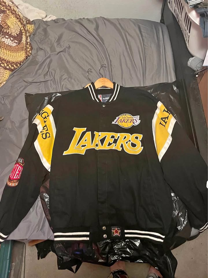 Black JH Design Lakers twill snap jacket