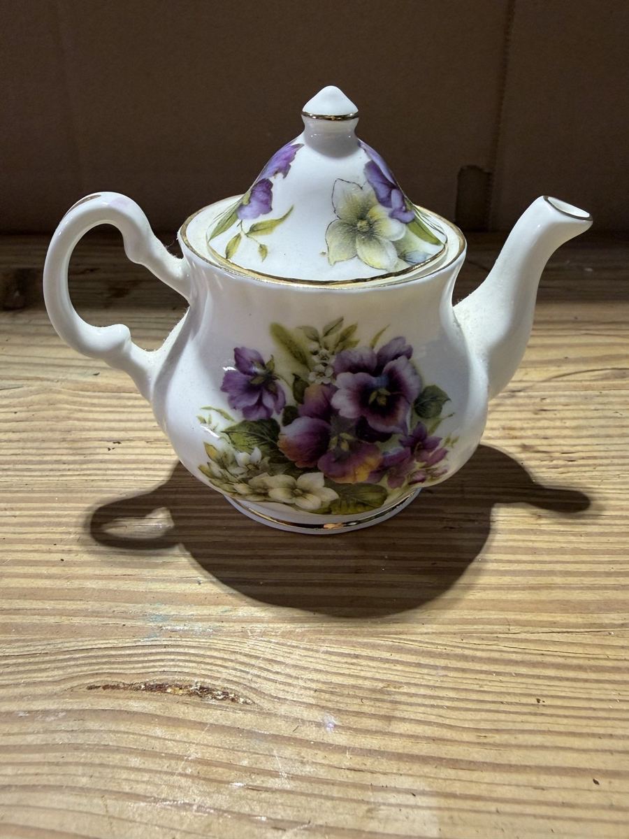 Miniature Pansy Bone China Teapot