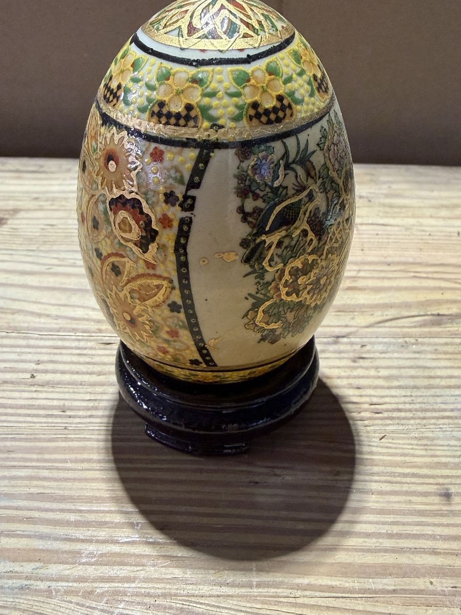 Satsuma Style Porcelain Egg on Stand