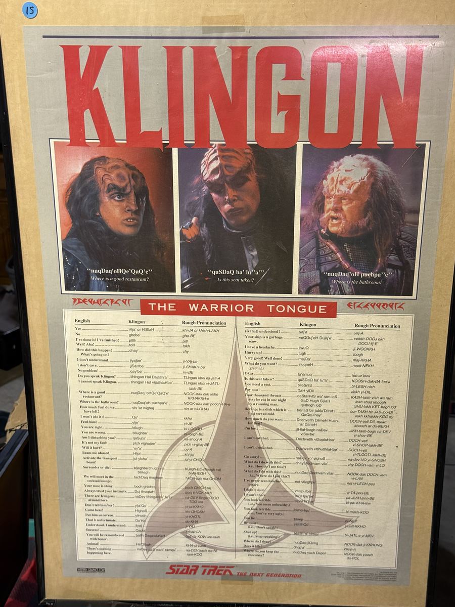Star Trek Klingon The Warrior Tongue Poster, 1993